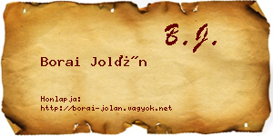 Borai Jolán névjegykártya